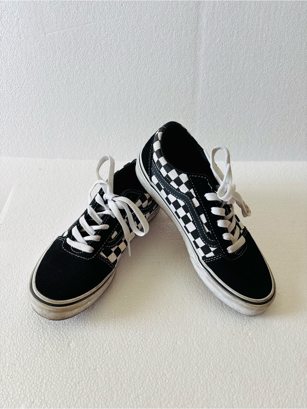 Youth Vans Black and White Checkerboard Low-Top Sneakers